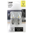 Feit LED Specialty C7 E12 (Candelabra) LED Bulb White 7 Watt Equivalence 2 pk