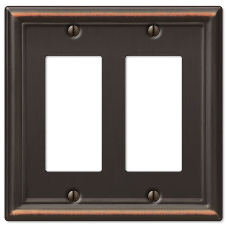 Amerelle Chelsea Aged Bronze 2 gang Stamped Steel Decorator Wall Plate 1 pk