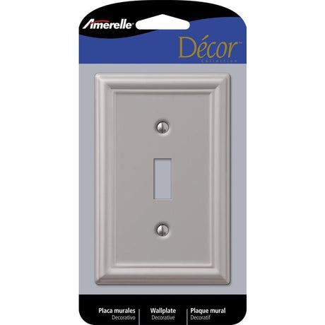 Amerelle Chelsea Brushed Nickel 1 gang Stamped Steel Toggle Wall Plate 1 pk