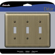 Amerelle Devon Brushed Brass 3 gang Stamped Steel Toggle Wall Plate 1 pk