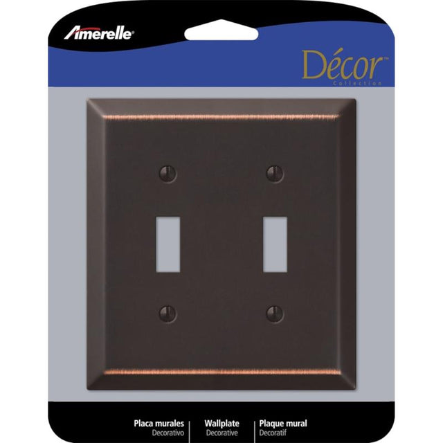 Amerelle Century Antique Bronze 2 gang Stamped Steel Toggle Wall Plate 1 pk
