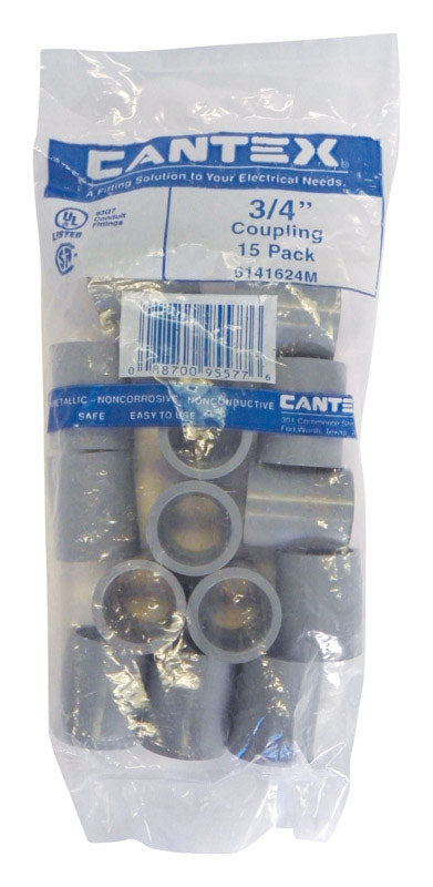 Cantex 3/4 in. D PVC Electrical Conduit Coupling For PVC 15 pk