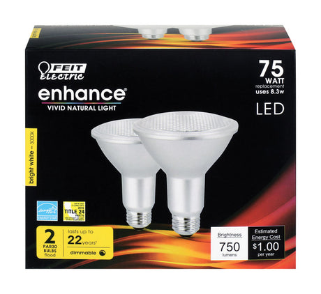 Feit Enhance PAR30 E26 (Medium) LED Bulb Bright White 75 Watt Equivalence 2 pk