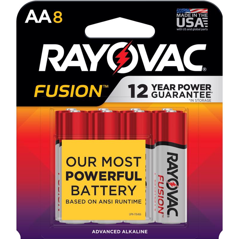 Rayovac Fusion AA Alkaline Batteries 8 pk Carded