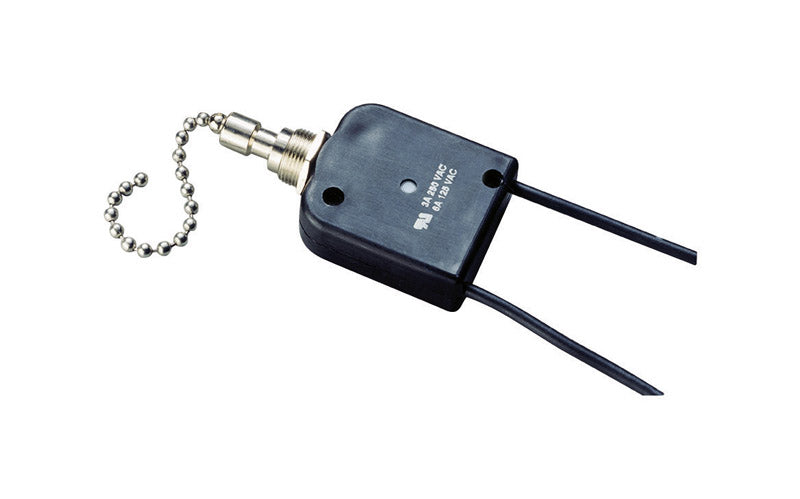 Gardner Bender 6 amps Pull Chain Switch Black/Silver 1 pk