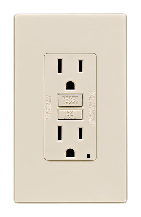 Leviton SmartlockPro 15 amps 125 V Duplex Light Almond GFCI Outlet 5-15R 1 pk