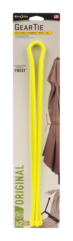 Nite Ize Gear Tie 32 in. L Yellow Twist Ties 2 pk