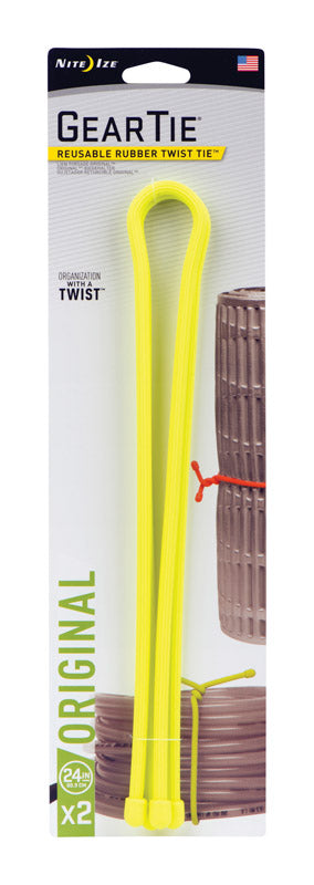 Nite Ize Gear Tie 24 in. L Yellow Twist Ties 2 pk