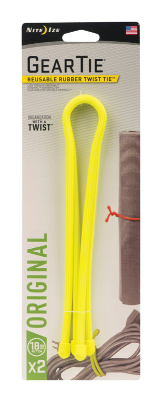 Nite Ize Gear Tie 18 in. L Yellow Twist Ties 2 pk