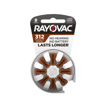 Rayovac Lasts Longer Zinc Air 312 1.45 V 0.13 mAh Hearing Aid Battery 8 pk