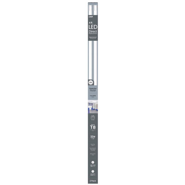 Feit Plug & Play Linear Lamp Cool White 47.5 in. Bi-Pin T8 LED Bulb 32 Watt Equivalence 2 pk