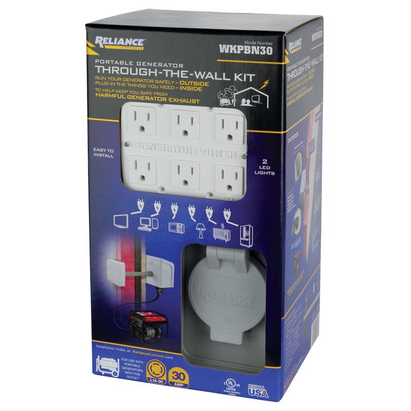 Reliance Controls 30 amps 125 V 6 space 6 circuits Surface Mount Generator Power Transfer Kit