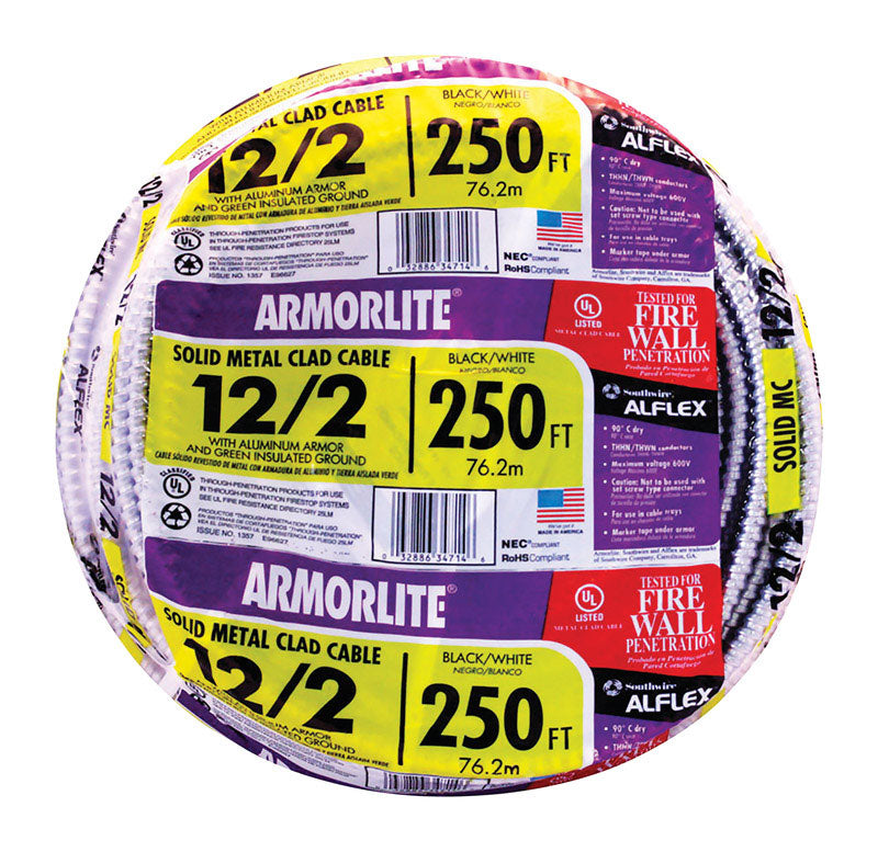 Southwire Armorlite 250 ft. 12/2 Solid THHN Metal Clad Cable