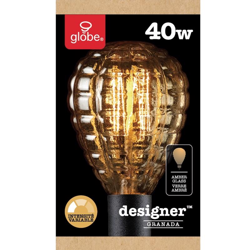 Globe Electric 40W Amber Designer Vintage Edison Granada Incandescent Light Bulb