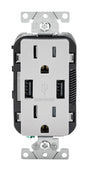 Leviton Decora 15 amps 125 V Gray Outlet and USB Charger 5-15R 1 pk