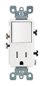 Leviton Decora 15 amps 125 V White Combination Switch/Outlet 5-15 R 1 pk
