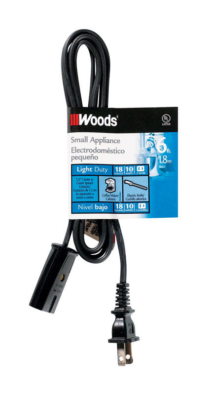Woods 18/2 HPN 125 V 6 ft. L Small Appliance Cord