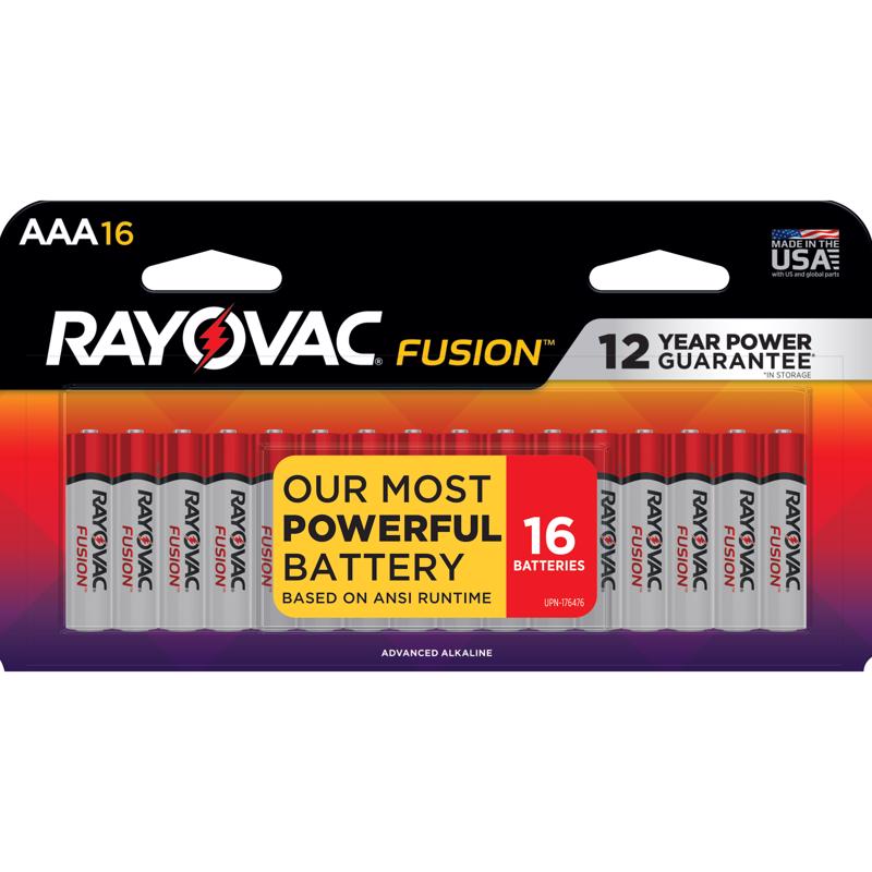 Rayovac Fusion AAA Alkaline Batteries 16 pk Carded