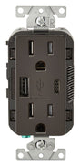 Leviton Decora 15 amps 125 V Type A/C Duplex Brown Outlet and USB Charger 5-15R 1 pk