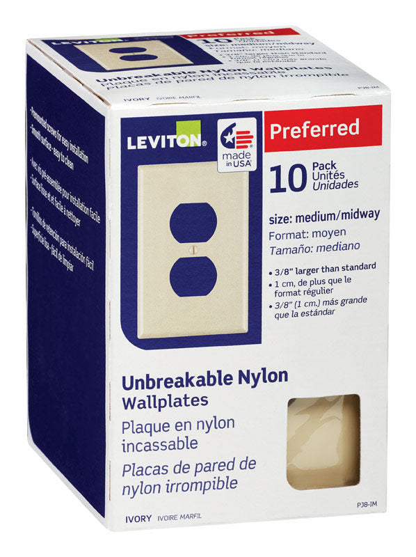 Leviton Midway Ivory 1 gang Thermoplastic Nylon Duplex Wall Plate 10 pk