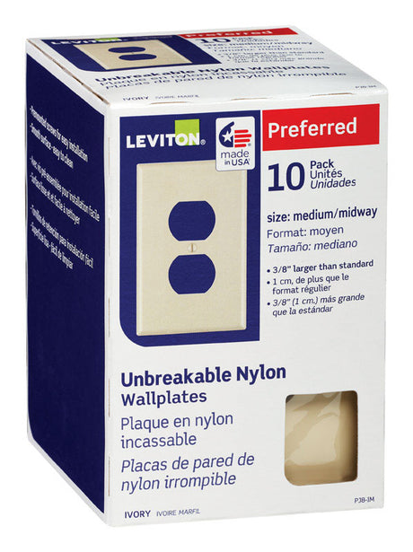 Leviton Midway Ivory 1 gang Thermoplastic Nylon Duplex Wall Plate 10 pk