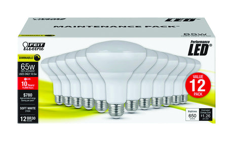 Feit BR30 E26 (Medium) LED Bulb Soft White 65 Watt Equivalence 12 pk