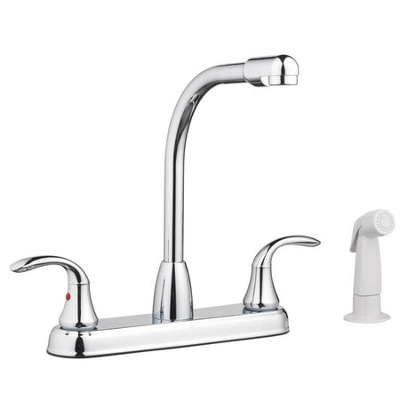 LDR Two Handle Chrome Kitchen Faucet Side Sprayer Included