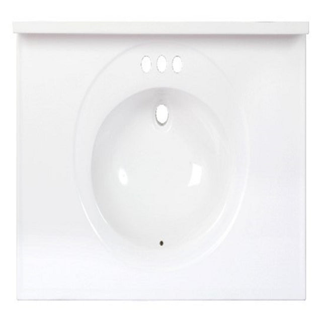 Arstar Standard Cultured Marble Bathroom Sink 37 in. W X 22 in. D White
