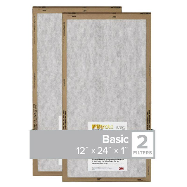 3M Filtrete 12 in. W X 24 in. H X 1 in. D Polypropylene 2 MERV Flat Panel Filter 2 pk