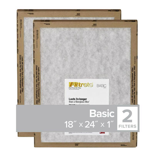 3M Filtrete 18 in. W X 24 in. H X 1 in. D Synthetic 2 MERV Flat Panel Filter 2 pk