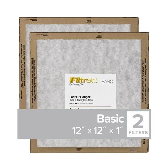 3M Filtrete 12 in. W X 12 in. H X 1 in. D Synthetic 2 MERV Flat Panel Filter 2 pk