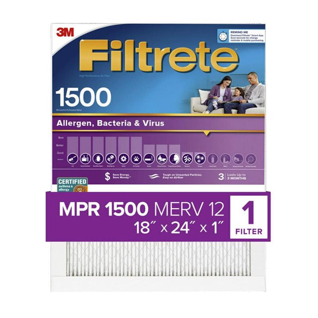3M Filtrete 18 in. W X 24 in. H X 1 in. D 12 MERV Pleated Air Filter 1 pk