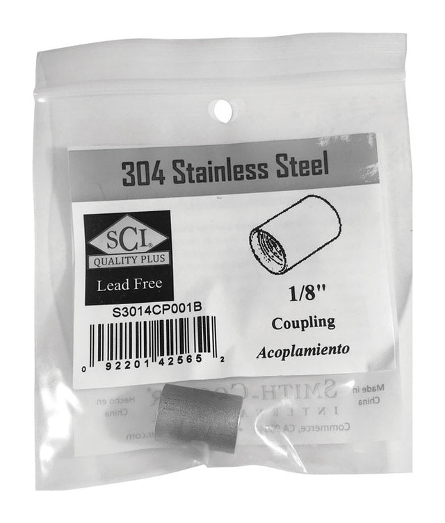 Smith-Cooper 1/8 in. FPT X 1/8 in. D FPT Stainless Steel Coupling
