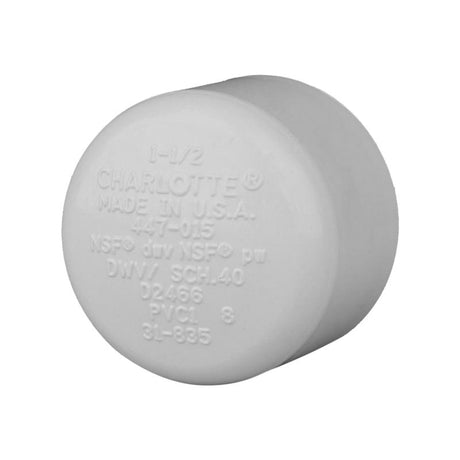 Charlotte Pipe Schedule 40 1-1/2 in. Slip PVC Cap 1 pk