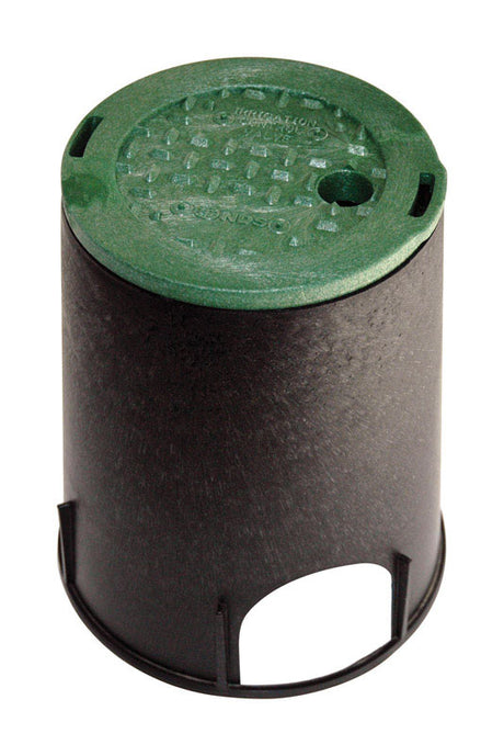 NDS 6-1/2 in. W X 9-1/16 in. H Round Valve Box with Overlapping Cover Black/Green