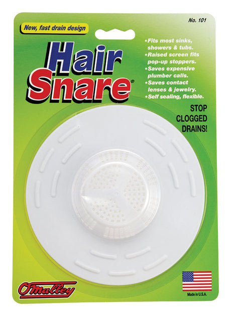 O'Malley Hair Snare 5 in. White Plastic Drain Stopper