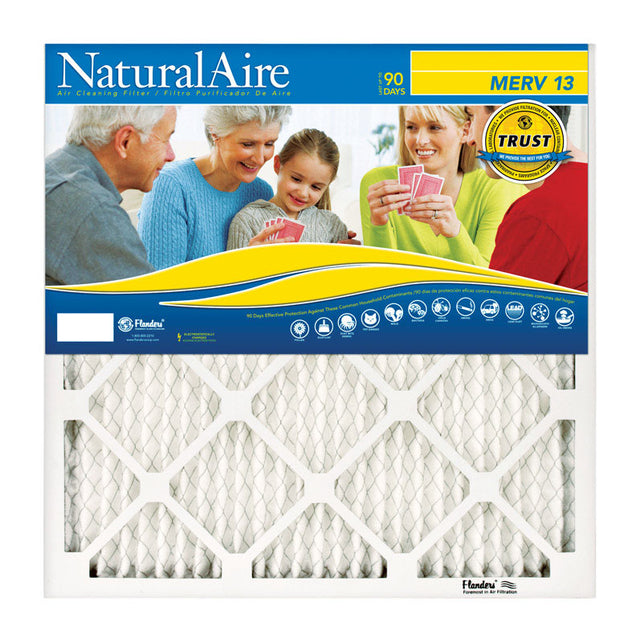 NaturalAire 12 in. W X 24 in. H X 1 in. D Polyester Synthetic 13 MERV Pleated Air Filter 1 pk