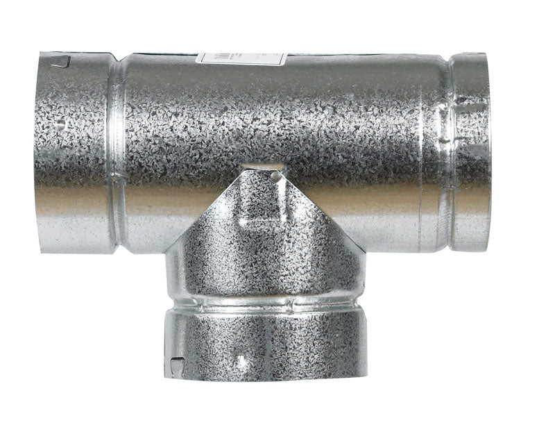 Selkirk 4 in. X 4 in. X 4 in. Aluminum/Galvanized Steel Stove Pipe Tee Cap Flow Tee