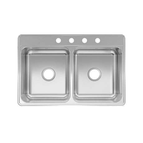 Kindred Stainless Steel Top Mount 33 in. W X 22 in. L Double Bowl Kitchen Sink Silver