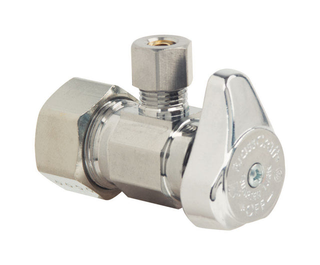 BrassCraft 1/2 in. Compression outlets X 1/4 in. Compression Brass Angle Stop Valve