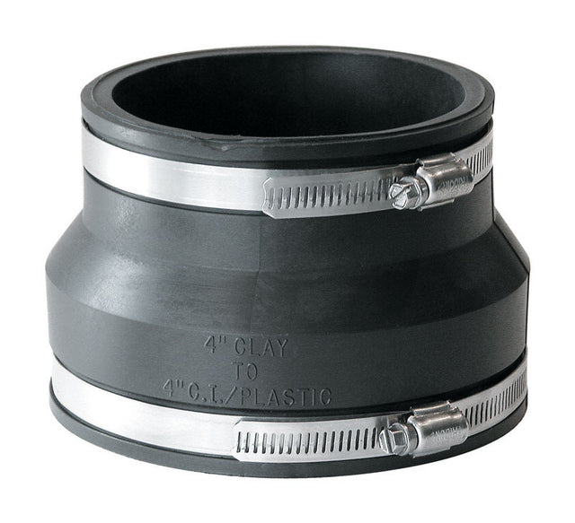 Fernco Schedule 40 4 in. Hub each X 4 in. D Hub PVC Flexible Coupling 1 pk