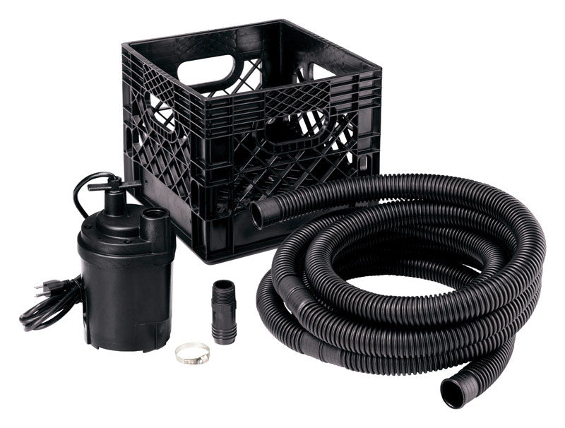 Simer Flow 'N Stow 1/4 HP 1800 gph Thermoplastic Bottom AC Utility Pump Kit