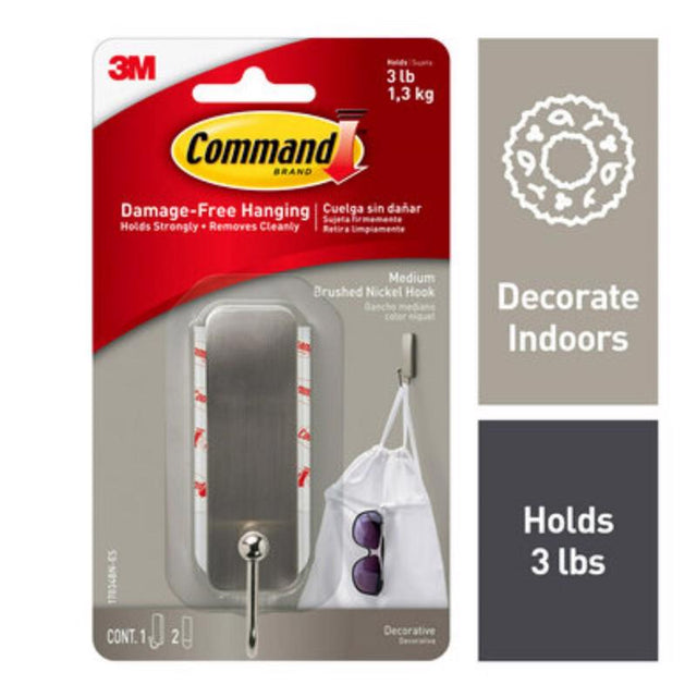 3M Command Medium Metal Hook 3.0 in. L 1 pk