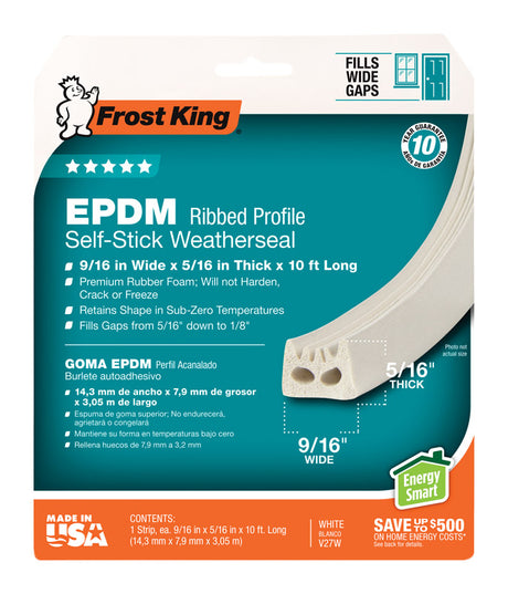 Frost King White EPDM Rubber Foam Weather Seal For Doors and Windows 10 ft. L X 0.32 in.