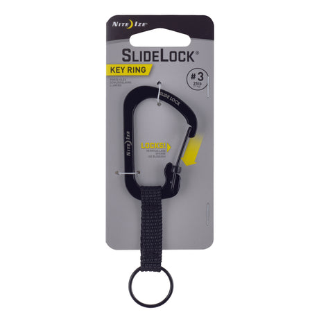 Nite Ize SlideLock 1.5 in. D Stainless Steel Black Carabiner Key Ring