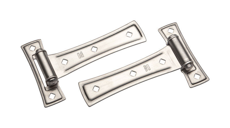 National Hardware 7 in. L Satin Nickel Silver Steel Ornamental T Hinge 1 pk