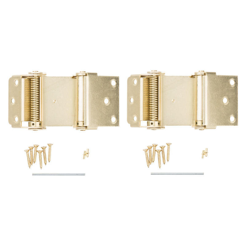 National Hardware 3 in. L Brass-Plated Double-Acting Spring Hinge 2 pk