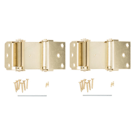 National Hardware 3 in. L Brass-Plated Double-Acting Spring Hinge 2 pk