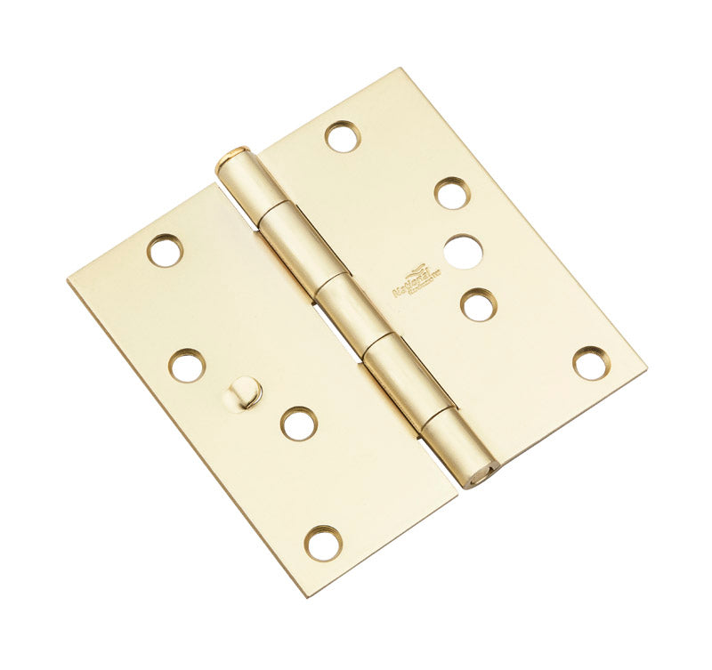 National Hardware 4 in. L Satin Brass Door Hinge 3 pk