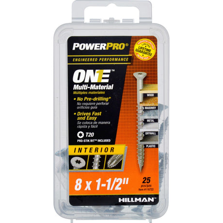 HILLMAN POWERPRO ONE No. 8 X 1-1/2 in. L Star Flat Head Multi-Material Screw 25 pk